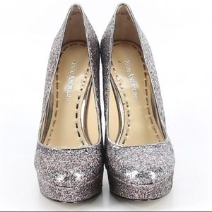 Enzo Angiolini silver glitter heels
